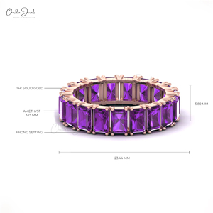 Anillo Apilable de Oro Sólido de 14K con Amatista de 5.60Ct, Anillo Fino de Eternidad Completa, Producto Más Vendido 2026, Proveedores de Anillos Finos - Product Image 2