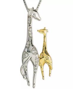 Giraffa di diamanti madre & bambino 18 "ciondolo collana (1/10 ct. T. w.) in argento Sterling e oro 10k | Macacy's - Product Image 1