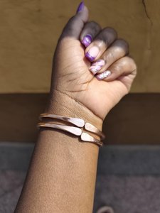 Handmade Thin Pure Copper Cuff Bangle <b>Bracelet</b> Paddle End Solid Metal Copper Craft Healing Dainty Jewelry For Women Men and OEM. - Product Image 3