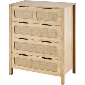 Cassettiera Boho in Rattan Naturale a 4 Cassetti con Ampio Spazio di Archiviazione per Camera da Letto e Soggiorno in Stile Rustico - Product Image 1