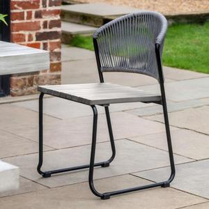 Outdoor PE Wicker <b>Garden</b> <b>Chair</b> Metal Frame Wood Look Seat Patio Dining <b>Chair</b> for Hotel Courtyard Villa - Product Image 4