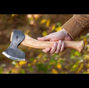 Hand-Forged High Carbon Steel Flat Backed 13" DIY Grade Bushcraft <b>Axe</b> Full Tang Ash Wood <b>Handle</b> ODM Outdoor Work Gifts - Product Image 1