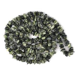 Collar Mala de Cristal de Serafinita Natural Chakralume, Cuentas de Piedras Preciosas Verdes y Negras, Diseño de Pluma Plateada, Joyería de Meditación, 85 cm - Product Image 4