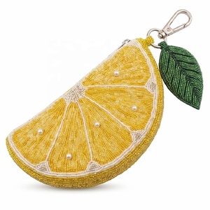 New Arrival Handmade Lemon Slice Glass Beaded Clutch Bag with Gold Chain Fashion Floral Pattern Women's Party Handbag - Product Image 1