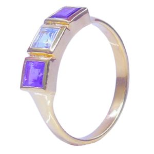 Wedding Wear 925 Sterling Silver <b>Gold</b> Plated Jewelry Amethyst Blue Topaz Gemstone Women Wear Classic <b>Ring</b> - Product Image 1