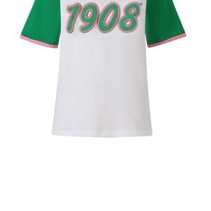 เสื้อยืดคัสตอม AKA พร้อมโลโก้เชนิลสีเขียวแบบอเมริกัน แขนสั้น ผ้าฝ้าย 100% ระบายอากาศได้ดี คอกลม ทรงปกติ เสื้อยืดผู้ชาย - Product Image 3