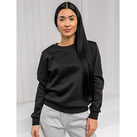 Sweat-shirt rose à col rond pour femme, coupe décontractée, uni, à manches longues, en molleton, confortable, style athleisure, pour la détente