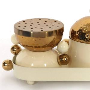 Quemador de Incienso de Metal y Madera Acanalado al por Mayor, Cilindro de Lujo Dorado para Bakhoor, Decoración Moderna Minimalista para Mesa - Product Image 3
