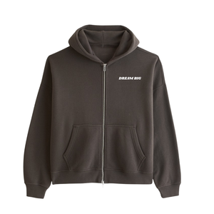Sudadera con capucha y cremallera completa para hombre, chaqueta de chándal marrón, sudadera premium de estilo urbano, fabricante de ropa OEM, proveedor mayorista - Product Image 5