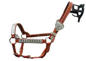 Harnais en cuir western pour cheval avec motif floral embossé et conchos argentés - Product Image 2