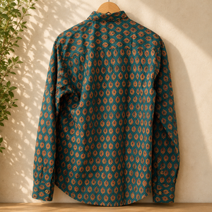 Chemise en coton imprimée au bloc, style Jaipur, manches longues, chemise florale indienne, prix de gros - Product Image 2