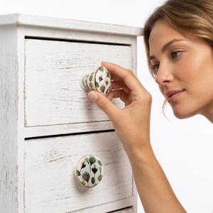 Industrial Ceramic Cabinet Knob Floral Design <b>Gold</b> Trim Kitchen Dining Living Room <b>Drawer</b> Handle Eco-Friendly Easy Installation - Product Image 4