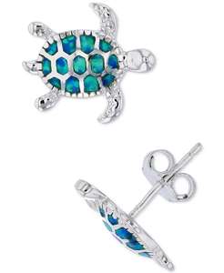 Orecchini a Lab in argento Sterling con tartaruga opale blu creati dal laboratorio | Macacy's - Product Image 1
