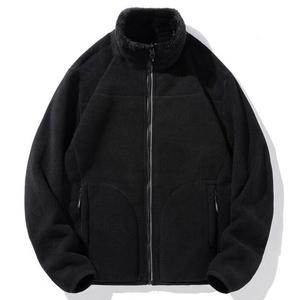 Men's Black <b>Sherpa</b> <b>Fleece</b> Jacket Thick Stand Collar Zip Up Warm Winter Coat - Product Image 1