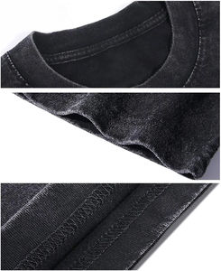 T-shirt gris surdimensionné pour homme 100 % coton, manches courtes, col rond, jersey décontracté, sergé tricoté, uni, respirant, 220 g, logo personnalisé sur le devant - Product Image 4