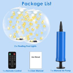 Set di 2 Luci Solari per Piscina, Luce Calda 3200K, 3 Modalità e 4 Livelli di Luminosità, Sfere LED con Telecomando - Product Image 3