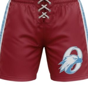 Men <b>Red</b> Sublimated Ice Hockey Jersey Shorts Set Polyester V Neck Printed Sports Uniform Match Training Team Wear Apparel - Product Image 3