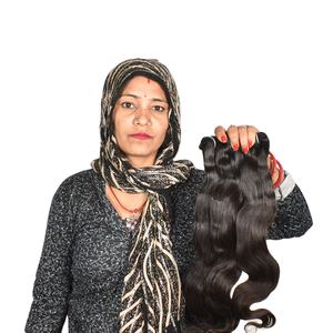 Vente en gros d'extensions de cheveux indiens vierges Remy bruts non traités Bodywave afro brésiliens paquets de cheveux humains bruts non traités - Product Image 2