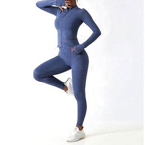 Premium Quality 3 Piece Crop Top <b>Set</b> Soft Elastic Workout Outfit With Sports Bra Leggings And Jacket For Gym Training Wear - Product Image 3