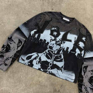 Ensemble T-shirt et short pour homme en coton 100% gris délavé style vintage coupe ample à épaules tombantes avec impression personnalisée - Product Image 3