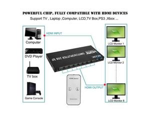 SYONG Répartiteur <span class=keywords><strong>HDMI</strong></span> 2x8 Full HD 4K 3D <span class=keywords><strong>Commutateur</strong></span> Vidéo <span class=keywords><strong>HDMI</strong></span> 2x8 Diviseur <span class=keywords><strong>2</strong></span> entrées 8 sorties Double Affichage pour <span class=keywords><strong>PC</strong></span> vers TV HD Moniteur Projecteur - Product Image 6