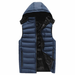 Veste matelassée sans manches à capuche pour homme, en toile, coupe-vent, polyester, hiver, écologique, imperméable, doublure en coton, minimaliste - Product Image 4