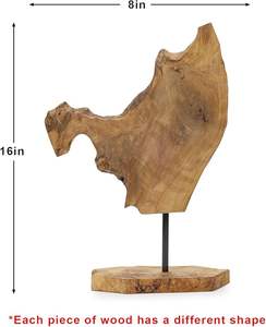 Sculpture en bois style racine de teck, forme abstraite naturelle, accent décoratif pour intérieurs contemporains minimalistes, moderne et rustique - Product Image 5