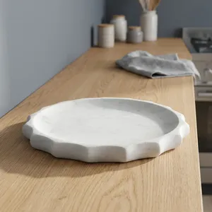 Round Marble Storage <b>Tray</b> Minimalist Design Durable Tabletop Accessory For Bathroom Indoor Use - Product Image 6