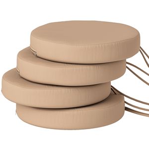 Set di 4 Cuscini Rotondi Lavabili in Lavatrice 38x38x7,5 cm Color Kaki per Sedie da Esterno, Cuscini per Sedute da Giardino, per Sedie da Pranzo e Bistrot - Product Image 1