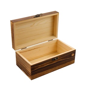 Boîte à bijoux en bois naturel avec couvercle à fermoir métallique, boîte de rangement rectangulaire pour souvenirs - Product Image 4