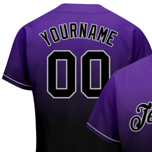 Men Purple Black Gray Fashion Baseball Jersey Button Front Team Shirt Performance <b>Athletic</b> Game Day Practice Sports Uniform Wear - Product Image 3