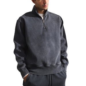 Sudadera Vintage con Cierre de Cremallera de un Cuarto |   Sudadera de Forro Polar Grueso con Cuello Alto y Capucha, Estilo Casual para Invierno, 100% - Product Image 1