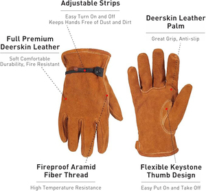 Gants de travail multifonctionnels en cuir de vachette de qualité supérieure, antidérapants et respirants, pour la conduite en extérieur - Product Image 2