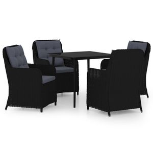 Set da Pranzo da Giardino in Rattan Nero per 4 Persone, Resistente alle Intemperie, Arredamento da Esterno in Stile Contemporaneo - Product Image 2