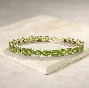 Mix Shape Natural Peridot Stone <b>Charm</b> Bracelet Women 925 Sterling <b>Silver</b> Gold Plated Luxury Elegant Green Gemstone Third Fine - Product Image 1