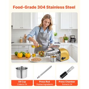 Prensa de Aceite Eléctrica Automática de 1250W, Capacidad de 11 LBS/H, Extractor de Aceite de 220V para Uso Doméstico y Comercial - Product Image 5