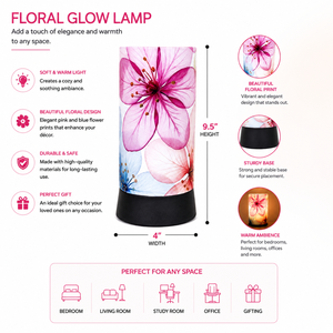 Floral Glow Decorative Table Lamp Pink Flower Printed Bedside <b>Night</b> <b>Light</b> Modern LED Accent Lamp for Bedroom Living Room Home - Product Image 5