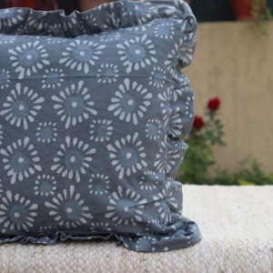 Vintage Indian Hand Block Printed Cotton Frill Bohemian <b>Square</b> Cushion Covers for Home Hotel Eco-Friendly Machine Washable - Product Image 2