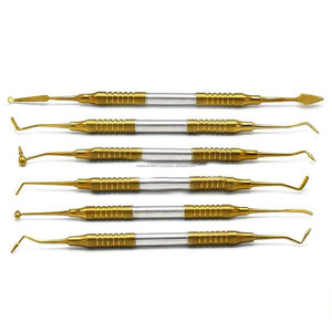 Equipo Profesional de Limpieza y Relleno Dental, Herramientas de Restauración de Composite Dental, 6 Piezas de Acero Inoxidable Antiadherentes Doradas - Product Image 2