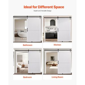 Porta Scorrevole in MDF ad Alta Resistenza 48 X 84 Pollici con Superficie Impermeabile in PVC, Kit di Facile Installazione - Product Image 6