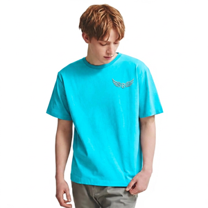 Camiseta de Manga Corta Gris Claro para Hombre con Logotipo de Ala Bordado, Cuello Redondo, Corte Regular, Informal, de Algodón - Product Image 5