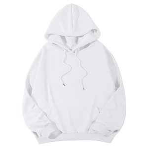 Sweat-shirt à capuche unisexe surdimensionné, couleur unie, en molleton tricoté, décontracté, pour l'automne, manches longues, avec poches, modèle 2027 - Product Image 2