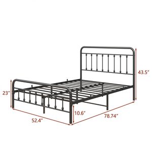 Struttura letto a piattaforma in metallo nero con robusto supporto a doghe, facile da montare, non richiede rete a molle, testiera inclusa - Product Image 4