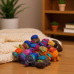 Elephant Design Handmade <b>Cartoon</b> 3D Shape Soft Wool Felt Plush Key Chain Key <b>Ring</b> - Product Image 3