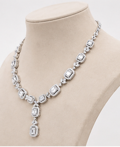 Women's Geometric Zircon Jewelry <b>Set</b> Necklace <b>Earrings</b> Ring <b>Bracelet</b> Rhodium Plated Luxury Wedding Party Gift - Product Image 2