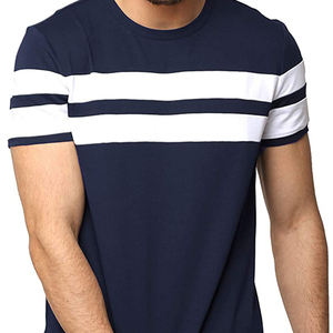 Camiseta de Manga Corta a Rayas Azul Marino para Hombre, Cuello Redondo, Estilo Casual, Tejido de Punto - Product Image 5