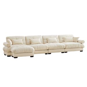 Divano Angolare Moderno in Velluto a Forma di L, Convertibile, Profondo, 4 Posti, Modulare, Comodo, Imbottito per Soggiorno - Product Image 5