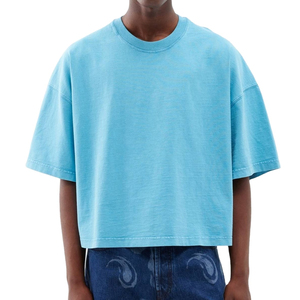 เสื้อยืดครอปผู้ชายสั่งทำขายส่ง ทรงบ็อกซี่ ผ้าฝ้าย 100% เสื้อยืดโอเวอร์ไซส์ไหล่ตกสำหรับผู้ชาย - Product Image 1