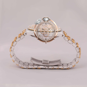 Montre de luxe à cadran rond en moissanite pour homme, bracelet entièrement serti de diamants - Product Image 4