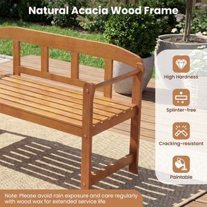 Banc de jardin en bois d'acacia pour l'extérieur avec dossier et accoudoirs, idéal pour les patios, parcs, écoles et hôpitaux - Product Image 5